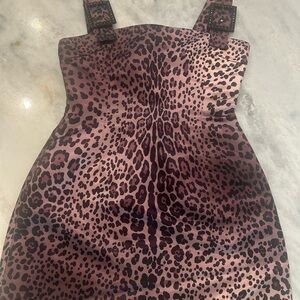 Cynthia Rowley Pink and Black Leopard Print Dress